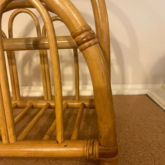 Mid Century Style Modern Bent Bamboo and Rattan Magazine Rack Albini Style - Picture 3 of 7